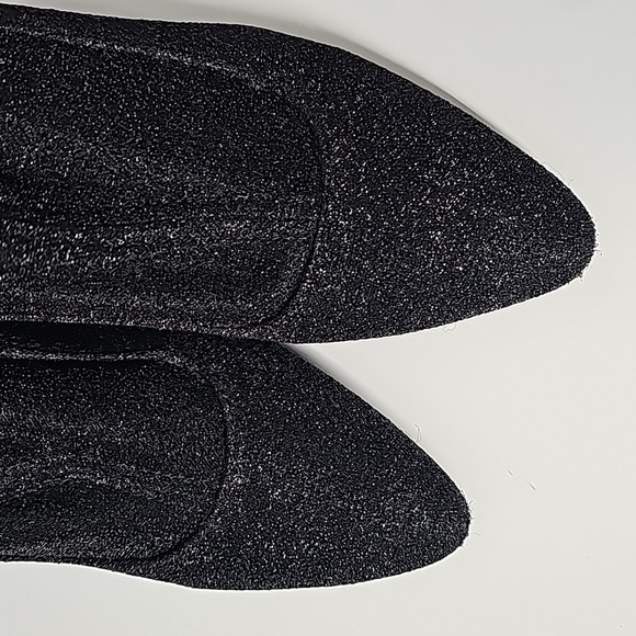 Nine West Black Metallic Block Heel Almond Toe Sock Booties - Picture 3 of 9